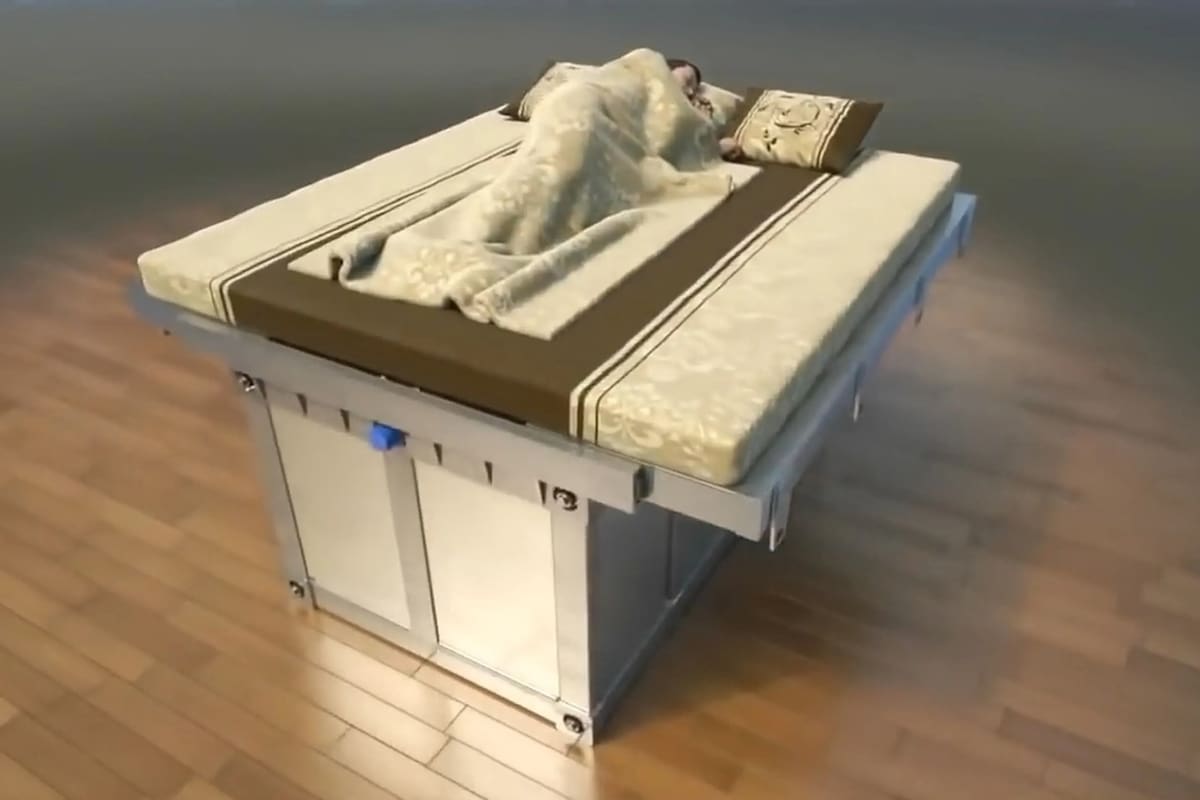 Una innovadora cama que ofrece protección en caso de terremotos