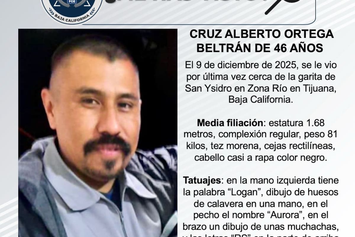 Se busca a Cruz Alberto Ortega Beltrán de 46 años de edad