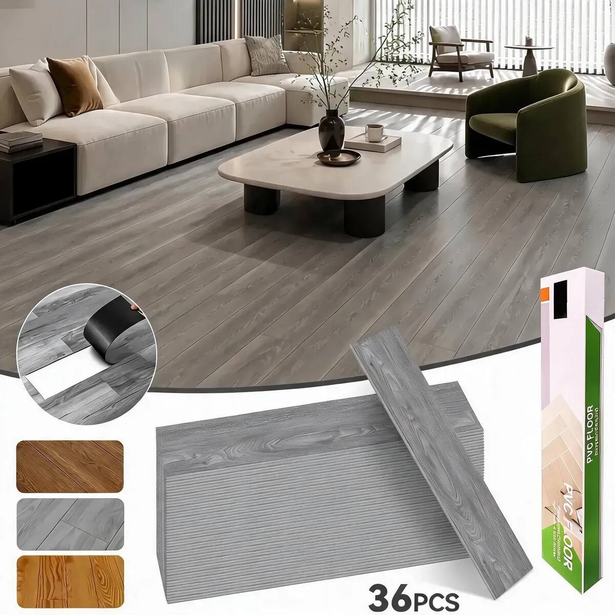 Piso PVC autoadherible de 36 piezas | Mercado Libre