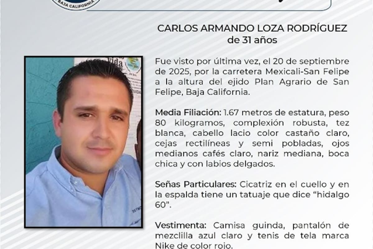 Familiares buscan a Carlos Armando Loza Rodríguez
