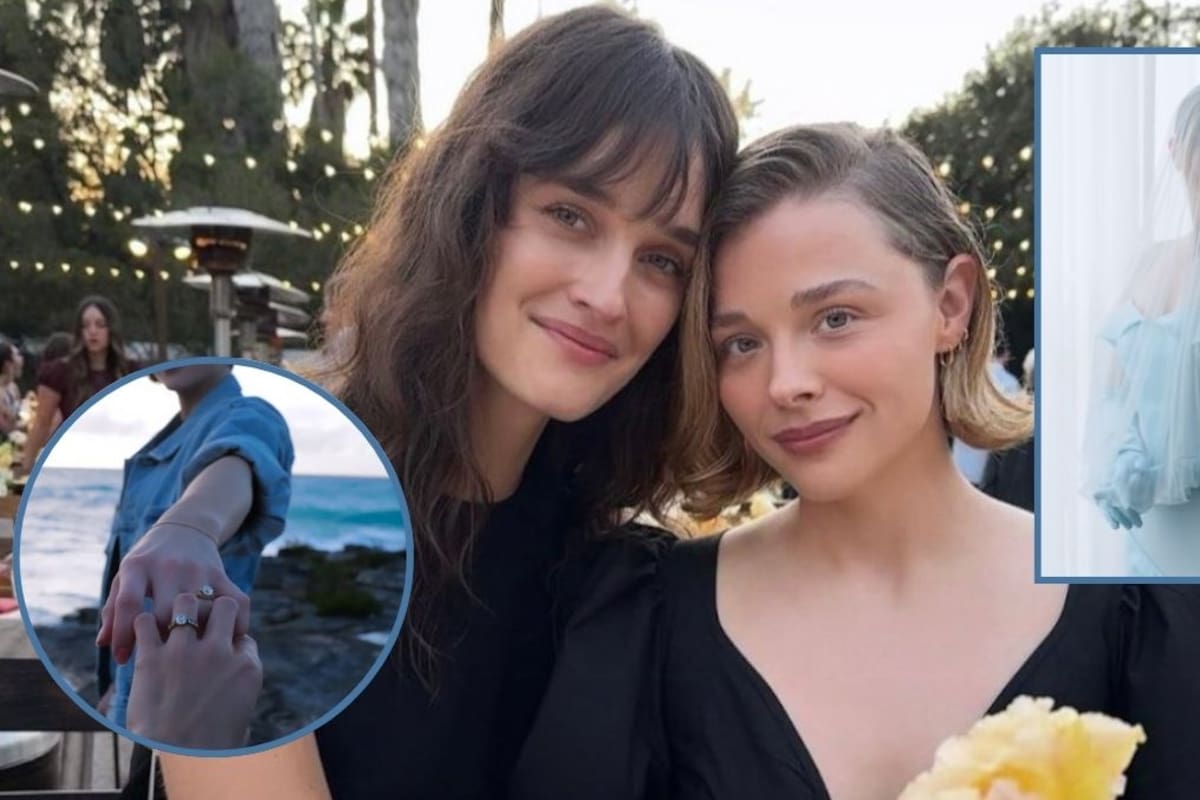 La actriz, Chloë Grace Moretz, se casa con Kate Harrison en una boda íntima usando un vestido azul de Louis Vuitton