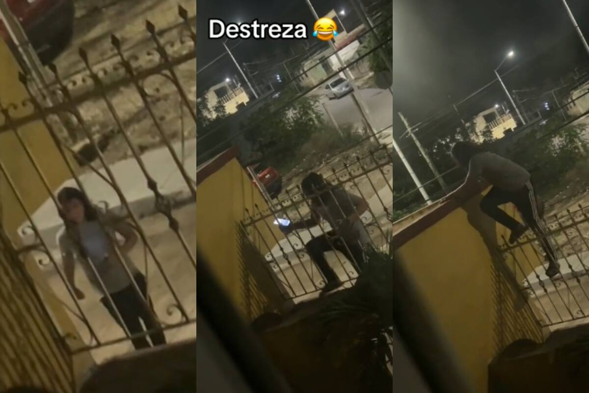 VIDEO | Joven trepa un cerco y escala hasta su hogar tras escaparse en la madrugada