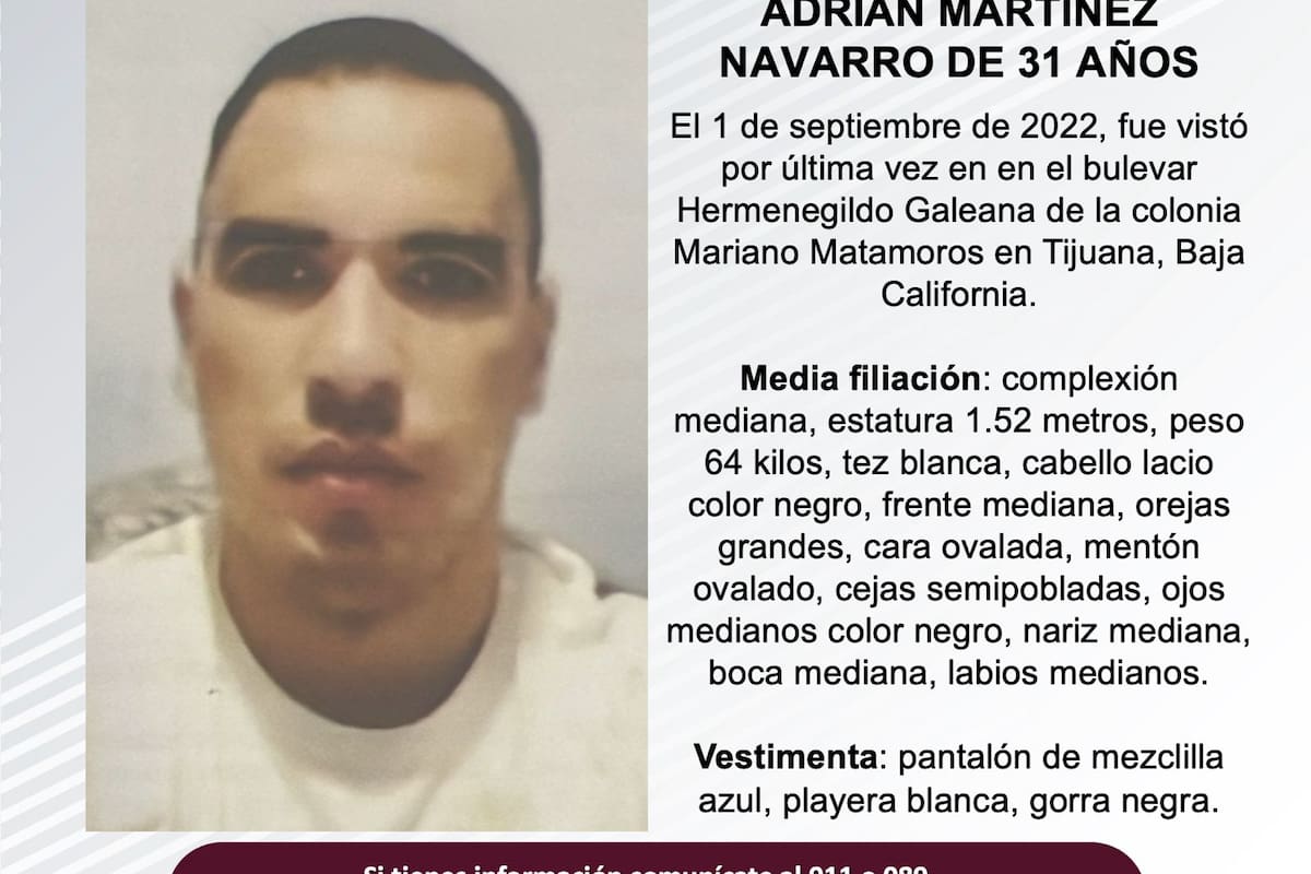 Se busca a Adrián Martínez Navarro de 31 años de edad