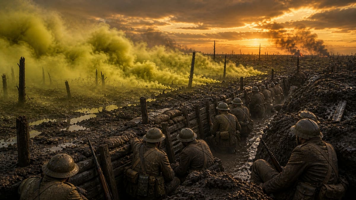 Gas en la Primera Guerra Mundial: Guerra química que convirtió el campo de batalla en un infierno tóxico.
