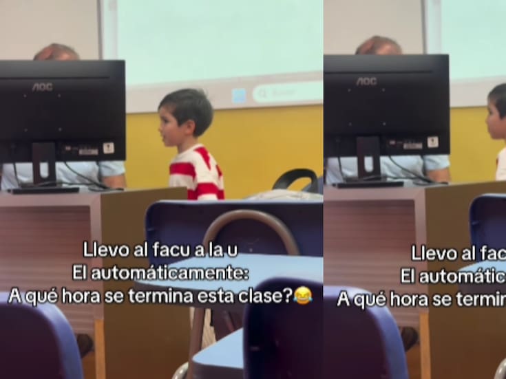 Joven lleva a su hijo a la universidad y se vuelve viral al preguntar, frente a todos, a qué hora termina la clase