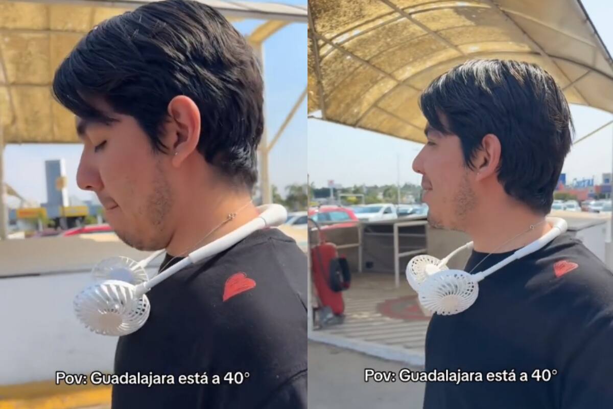 Joven genera sensación en redes al usar un “collar de abanicos” para luchar contra el calor (VIDEO)