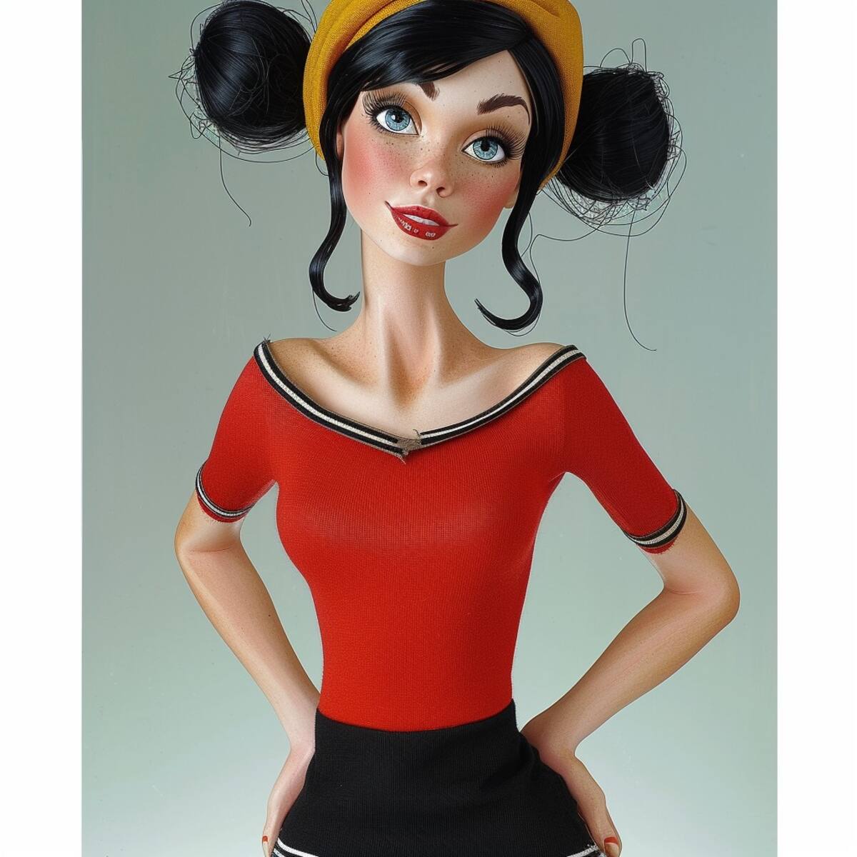 Olivia renace: La IA de Midjourney revela una versión moderna y atractiva de la icónica amada de Popeye.