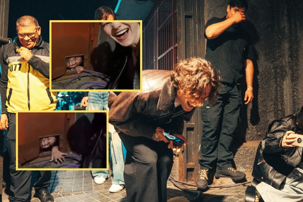 Fan Chilena emerge de un hueco en la pared para tocar a Damiano David en su camerino; así reaccionó el cantante y su novia, Dove Cameron