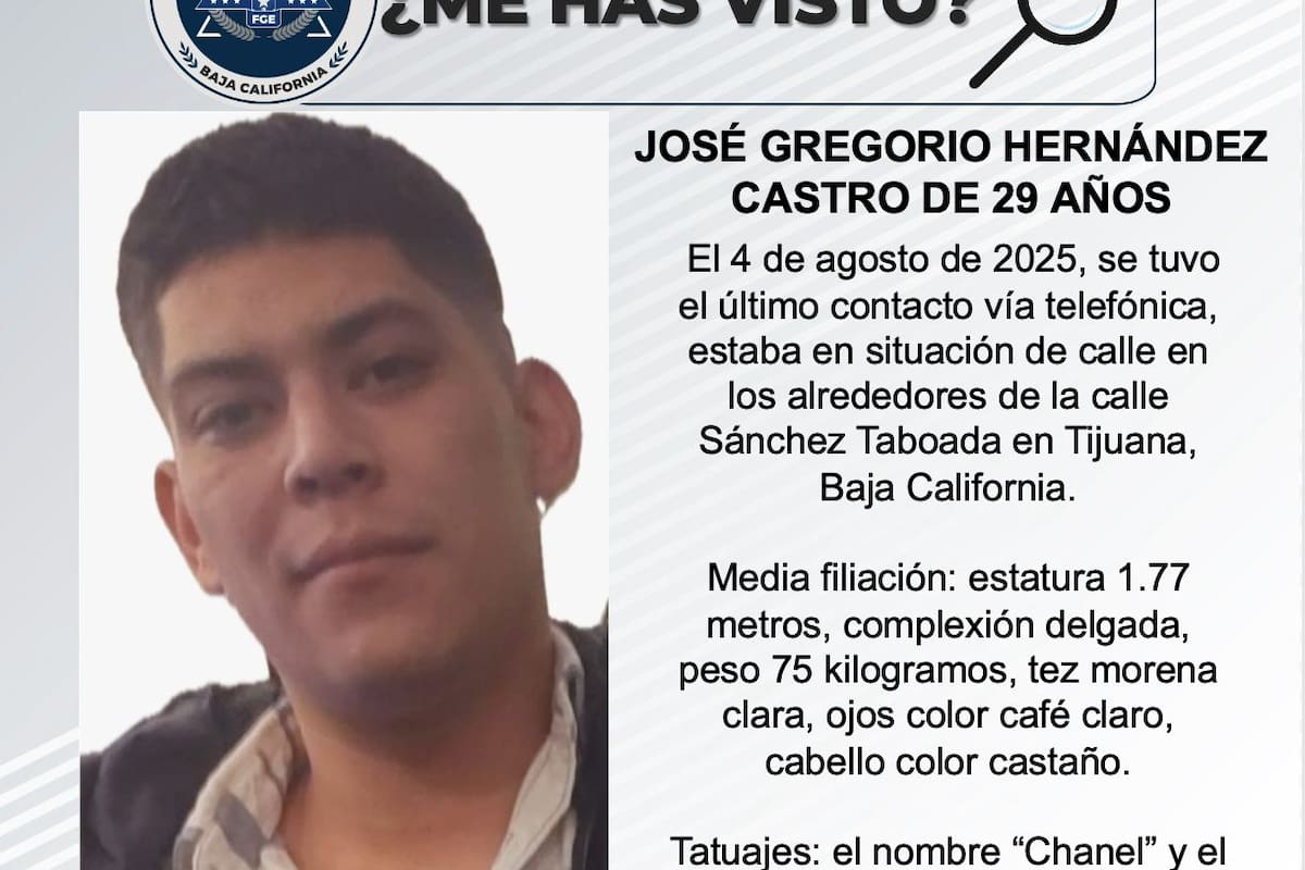 Se busca a José Gregorio Hernández Castro de 29 años