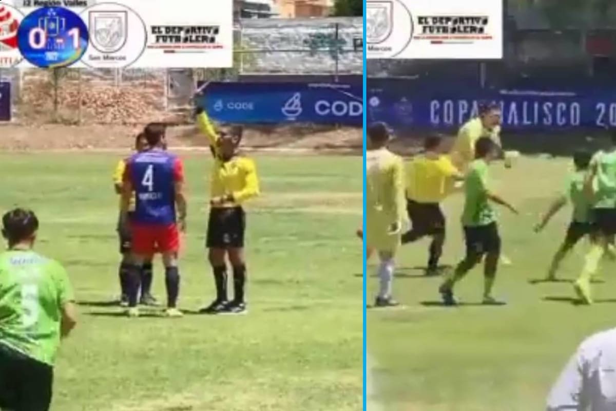 ¡Violencia en futbol! Futbolistas golpean a árbitro en Copa Jalisco (VIDEO VIRAL)