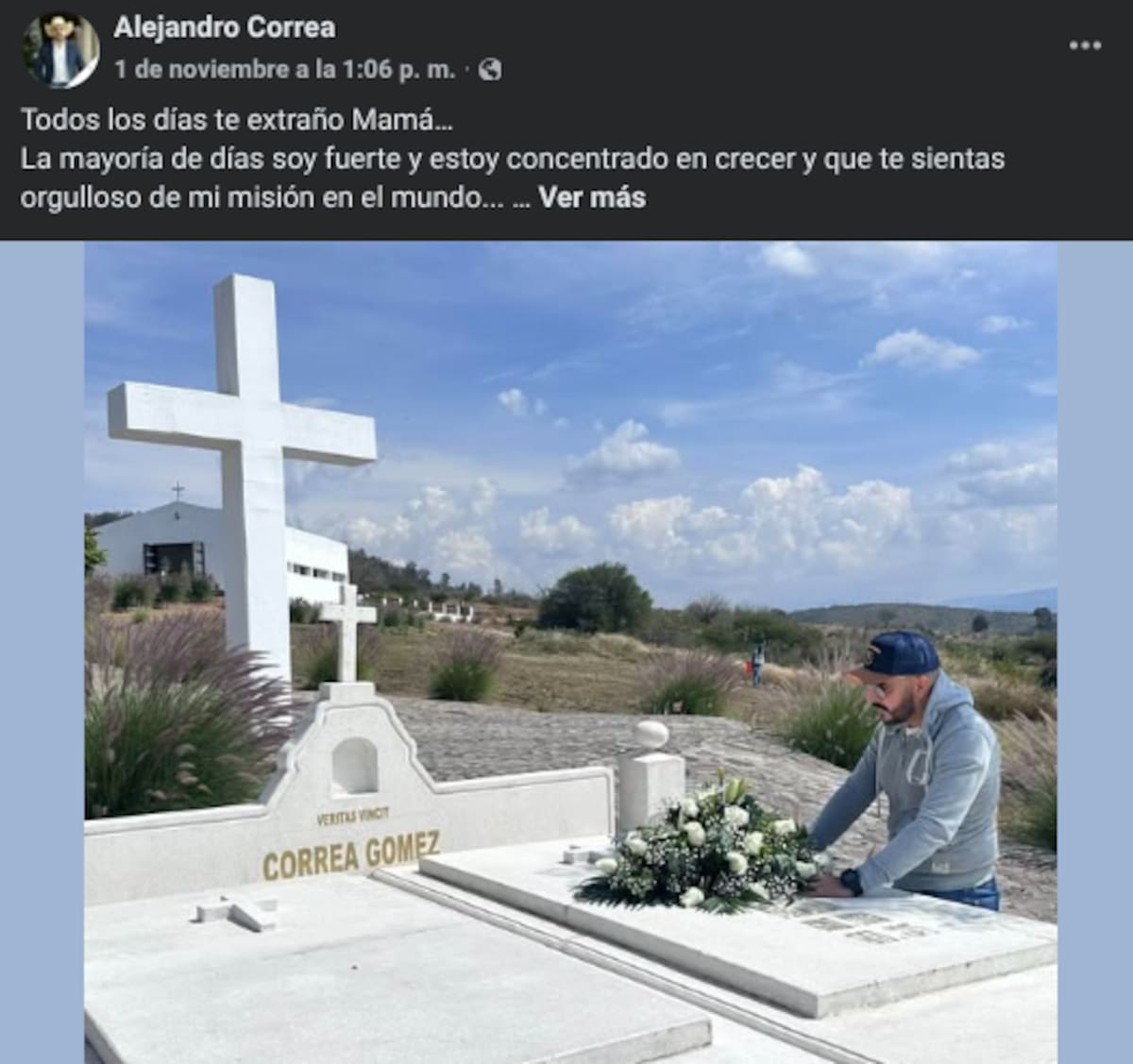 La última publicación en su perfil de Facebook.