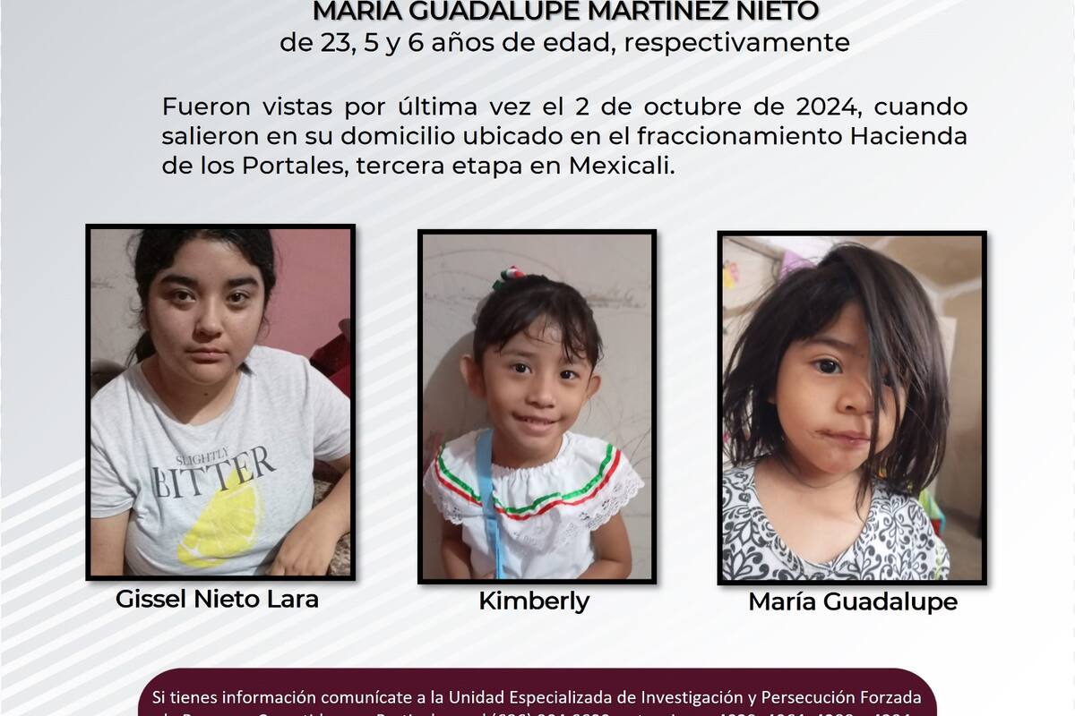 Pesquisa de Gissel Nieto lara y las menores Kimberly Sudey y María Guadalupe Martínez Nieto
