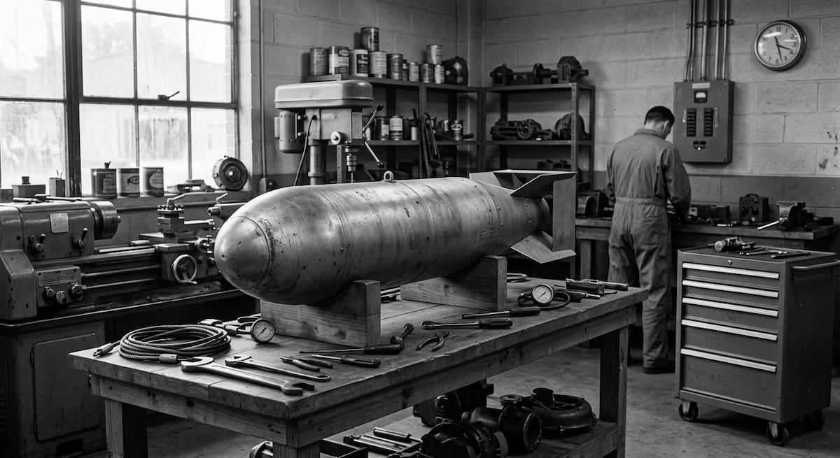 La bomba Mark 15 que llevaba el B-47 pesaba aproximadamente 7,600 libras (3.4 toneladas) y fue arrojada sobre Wassaw Sound durante la emergencia aérea de 1958. (Gemini)