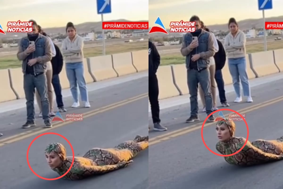 Mujer que se cree y actúa como víbora causa revuelo en el tráfico de Colombia