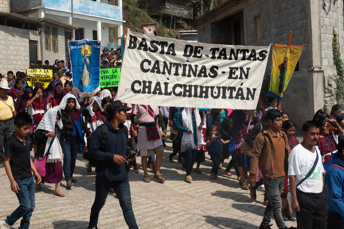Indígenas mayas tzotziles protestan contra el narcotráfico en Chiapas