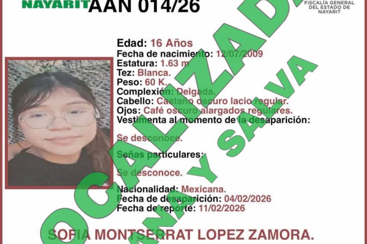Localizan en SLRC a adolescente con Alerta Amber de Nayarit; estaba con su pareja