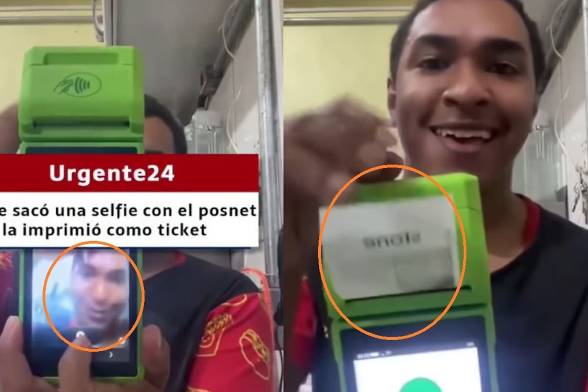 “No quiero imaginar cuando le hagan el corte”: Mesero se toma una selfie con la terminal y la imprime como ticket