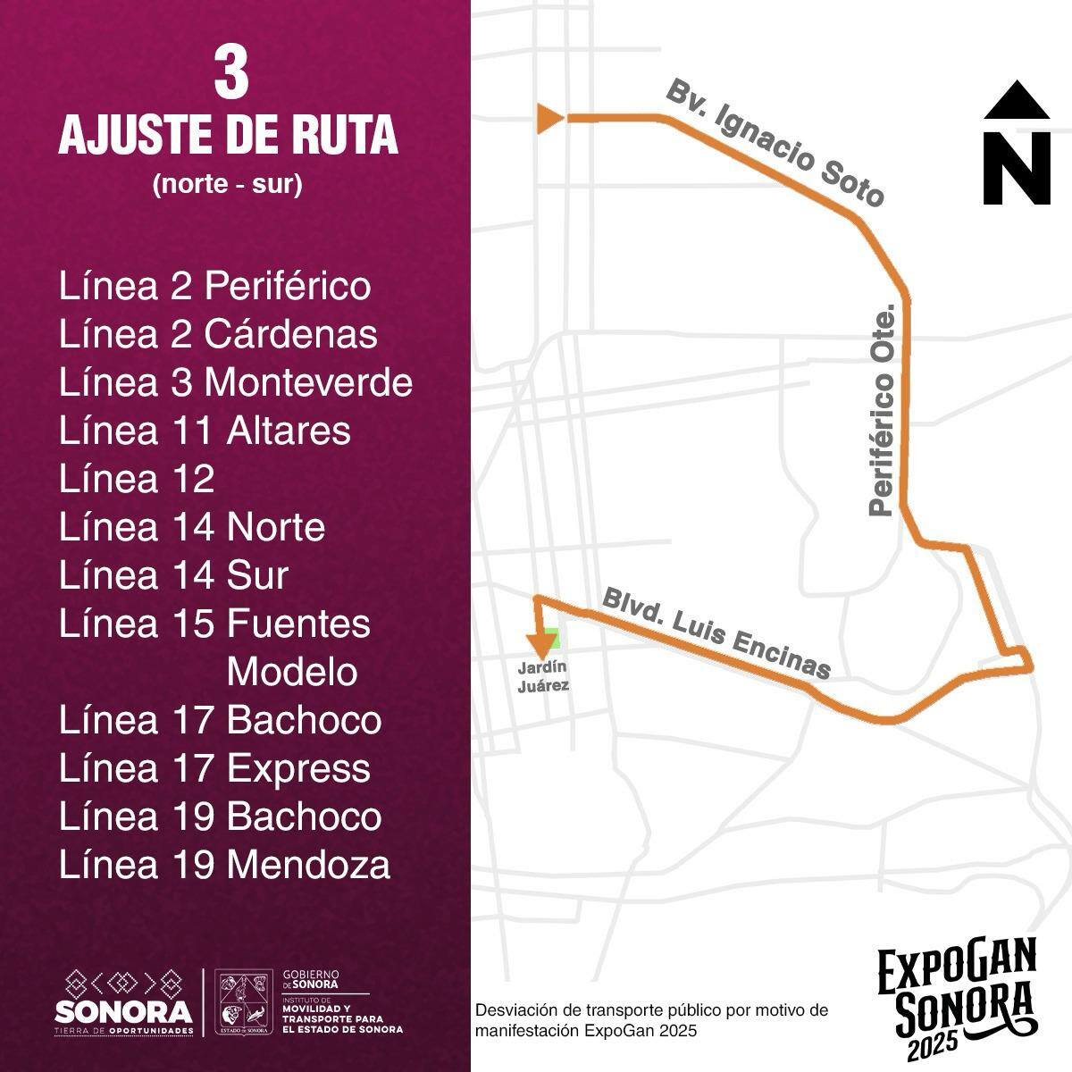 ExpoGan Sonora 2025: cierres viales y ajustes en rutas de camiones en Hermosillo / Espécial