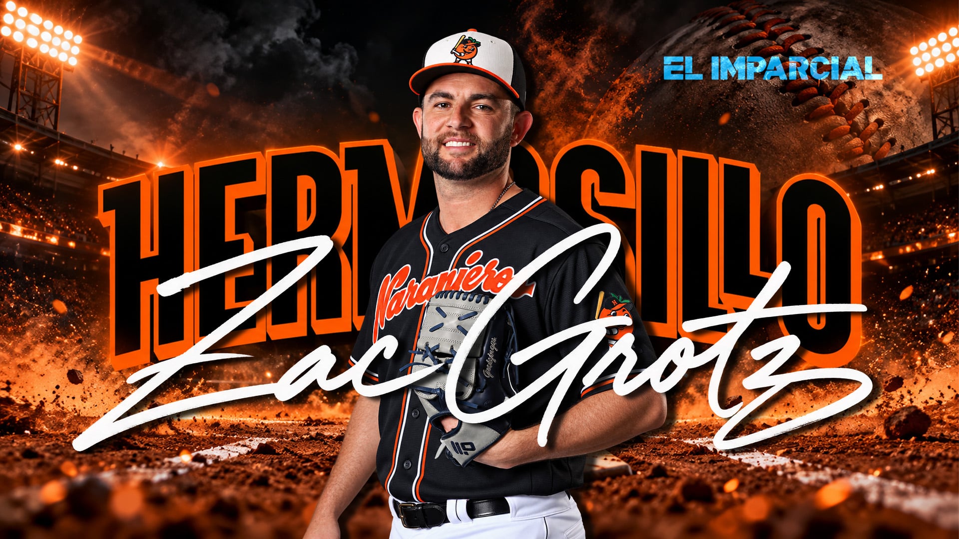 Zac Grotz, abridor derecho de los Naranjeros de Hermosillo. (Foto: Especial GH)