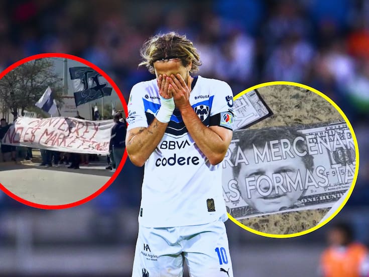 Aficionados de Rayados se manifiestan con pancartas contra los jugadores y directivos del equipo