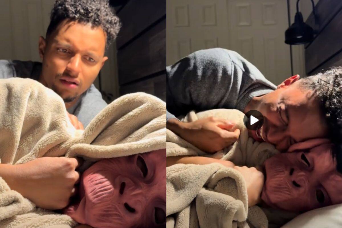 “Quiero una banana”: Mujer se pone una máscara de mono para jugarle una broma a su esposo