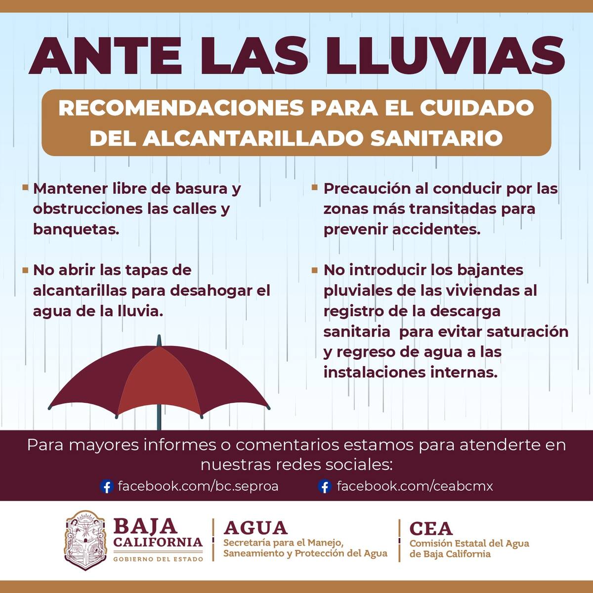 Se debe mantener libre de basura las calles y banquetas, ya que esto puede ocasionar obstrucciones en el sistema de alcantarillado pluvial I Cortesía