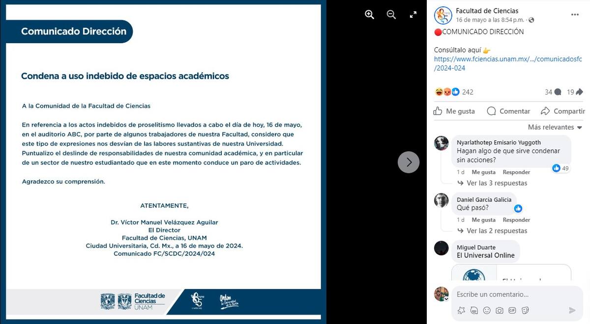 Fuente: Captura de pantalla de Facebook