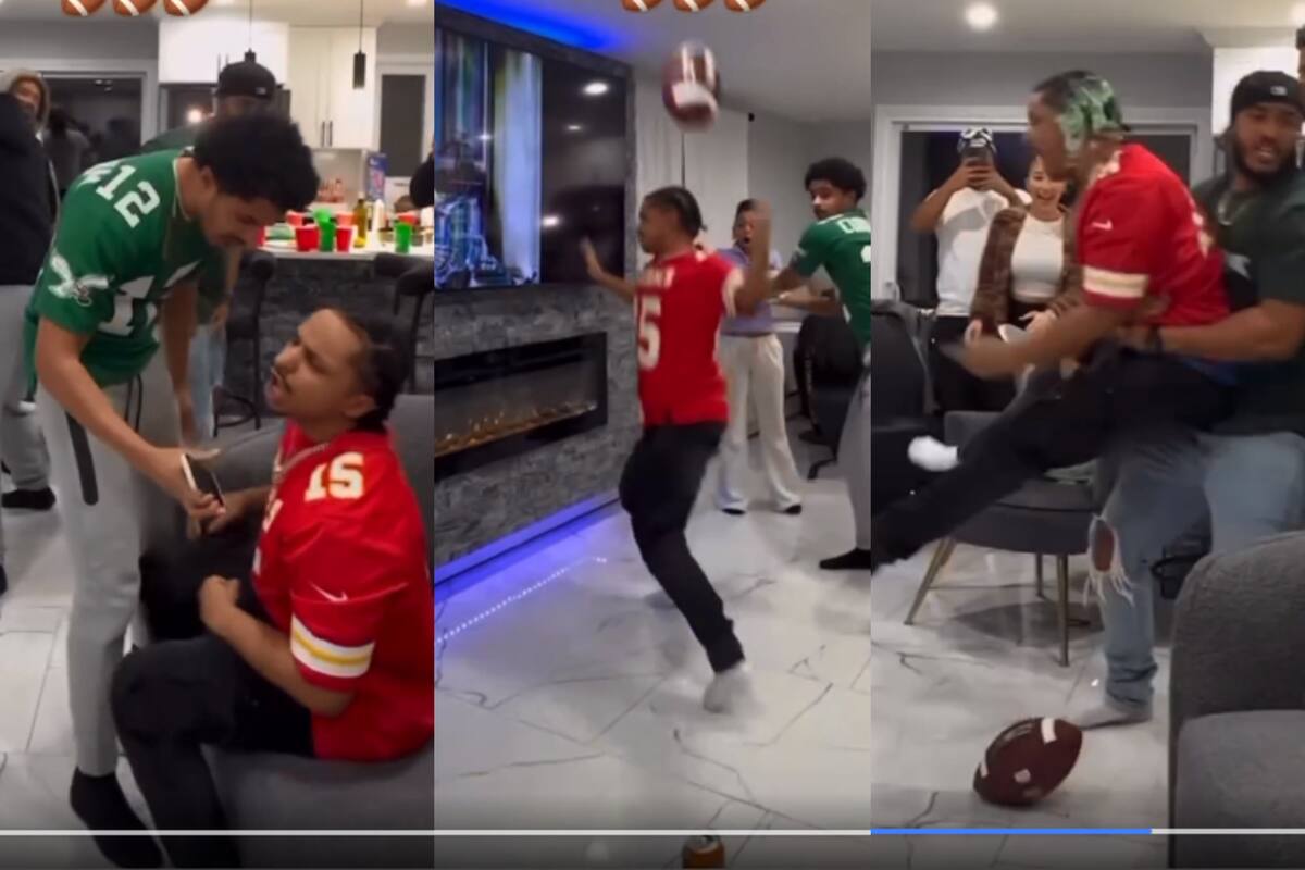 VIDEO: Fan de los Chiefs rompe televisión y le pegan un ‘guacamolazo’ en la cara