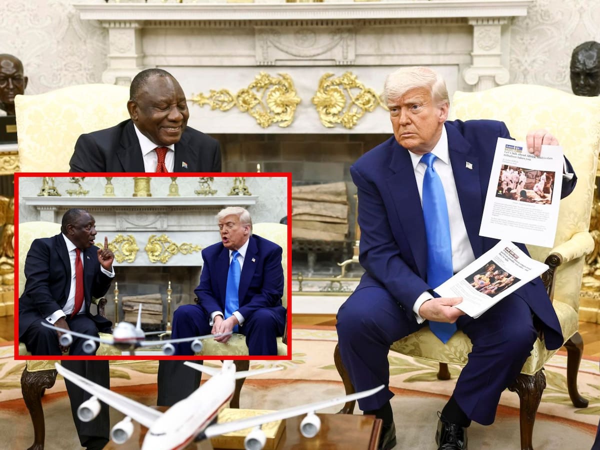 Trump enfrenta a Ramaphosa por acusaciones de "genocidio de blancos" en Sudáfrica. | Crédito: EFE/REUTERS