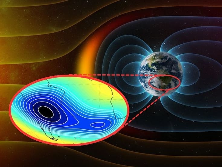 La “abolladura” del campo magnético de la Tierra se está multiplicando