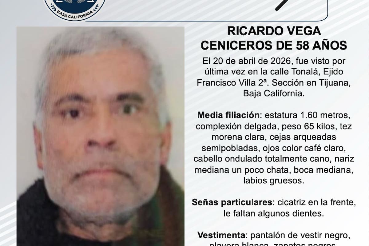 Se busca a Ricardo Vega Ceniceros de 58 años