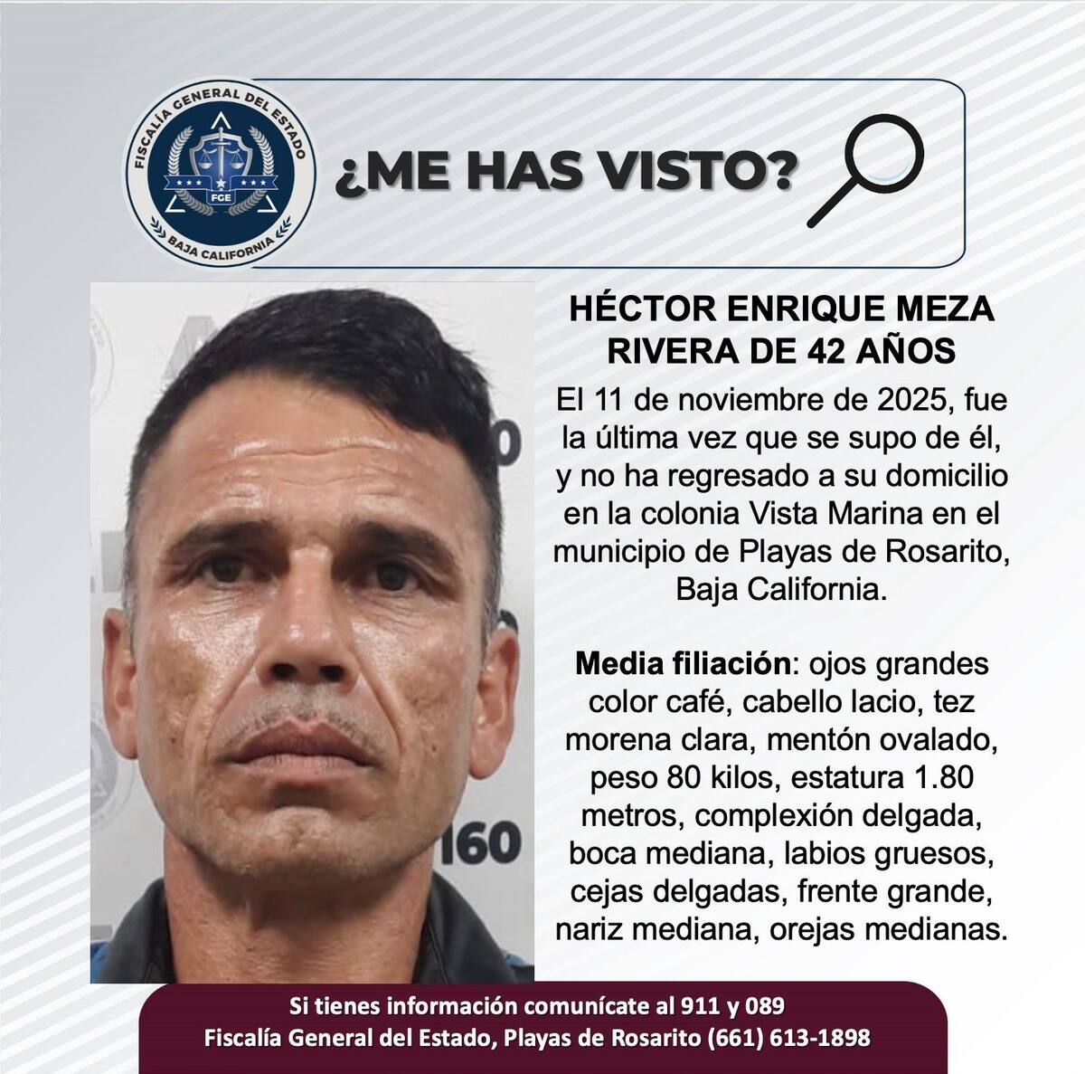 Fue visto por última vez el 11 de noviembre de 2025.