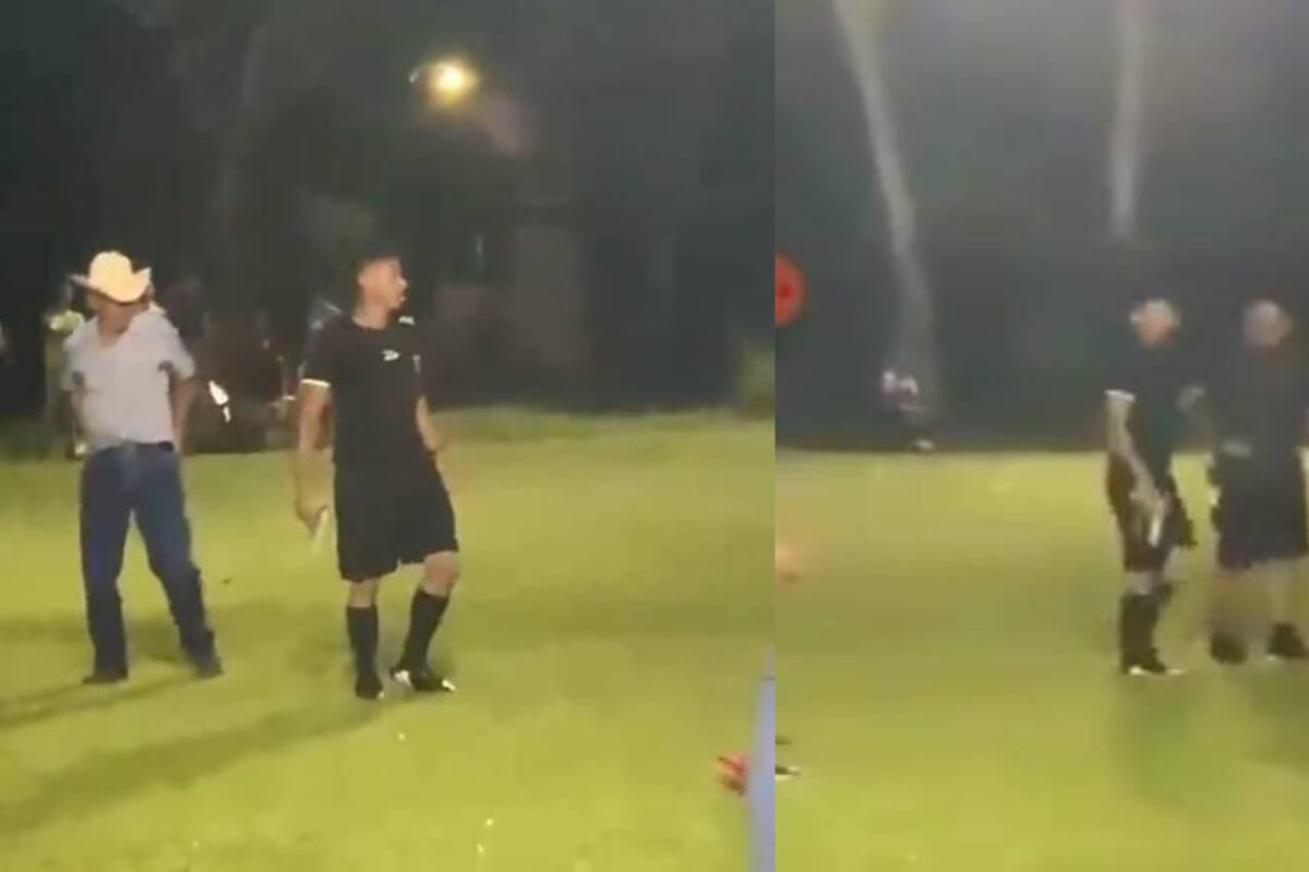 VIDEO: Árbitro saca pistola para evitar reclamos de jugadores y aficionados