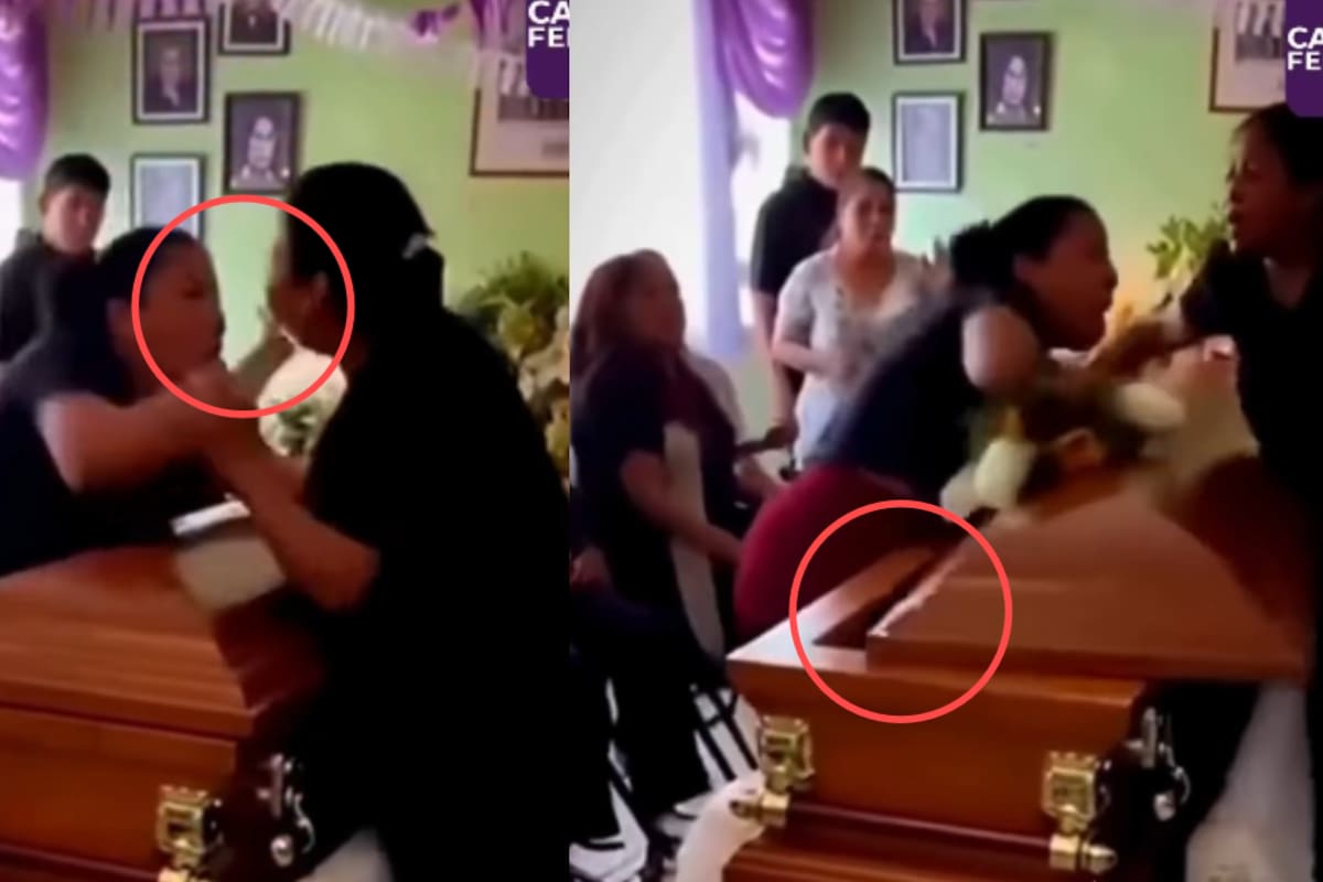 “Las dos habían sido parejas del fallecido”: mujeres son captadas peleando en un velorio con el féretro en medio