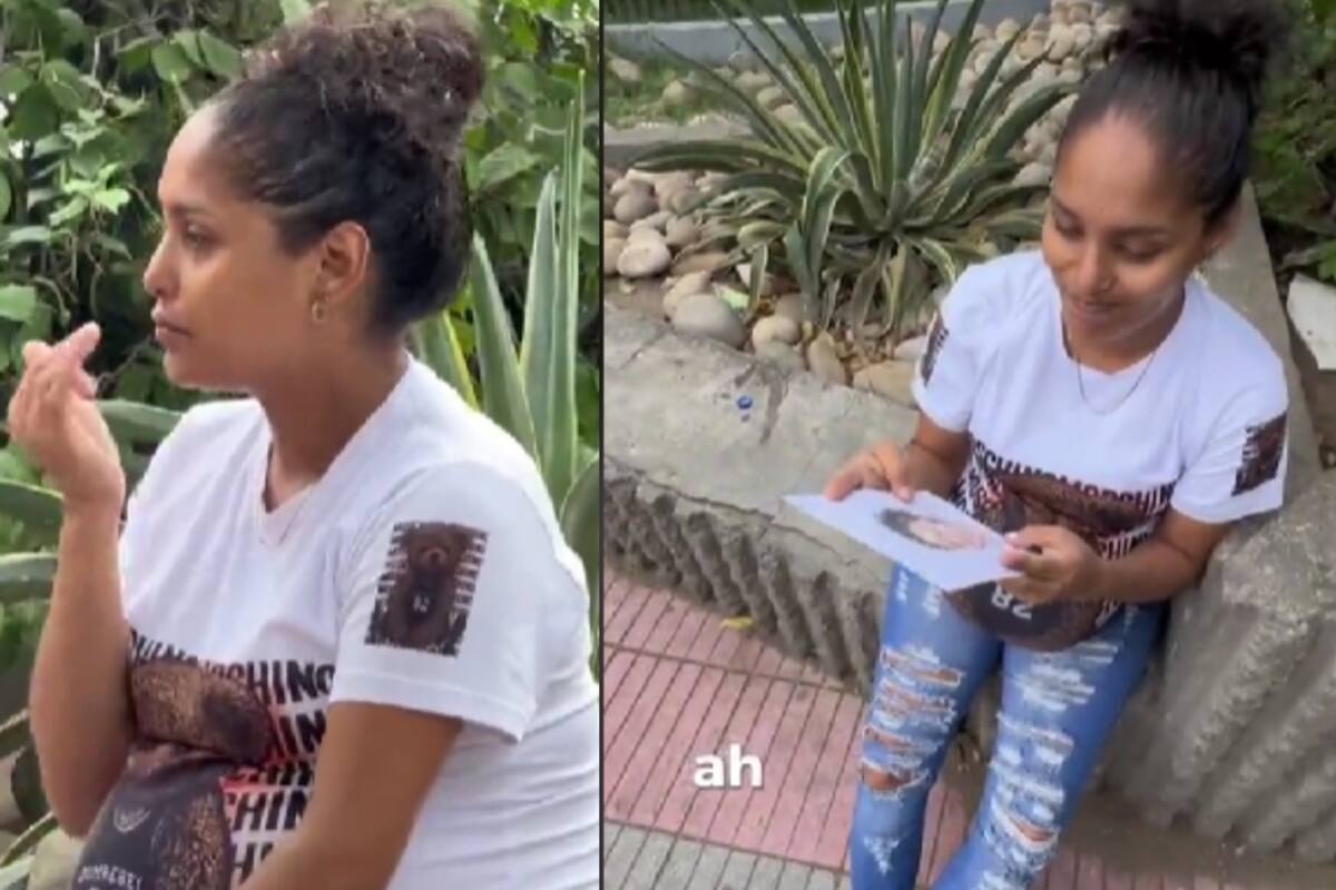 Joven dibuja a una mujer en el parque que se encuentra llorando y embarazada: Mira cómo resulta