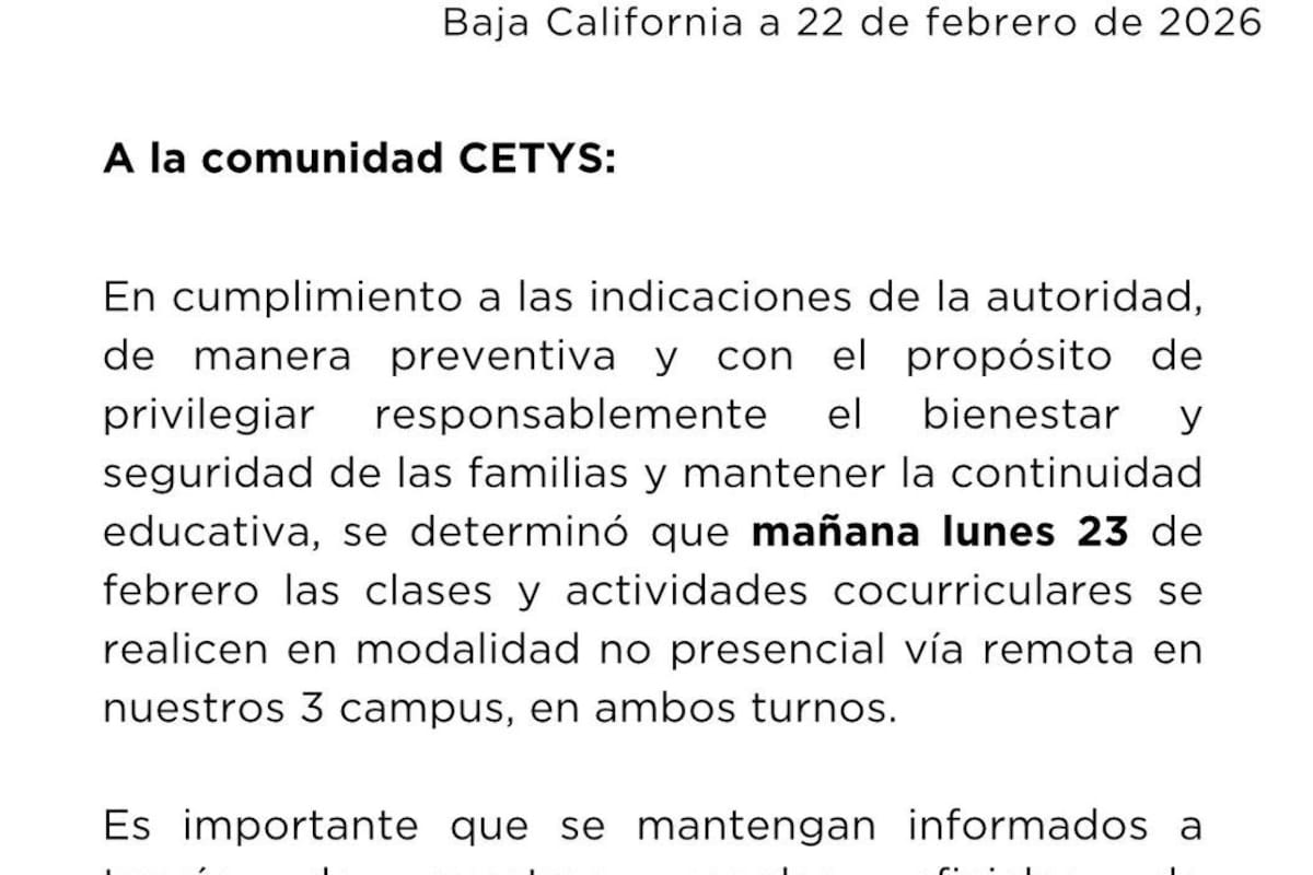 CETYS Universidad suspende clases presenciales y pasa a modalidad remota este lunes 23 de febrero