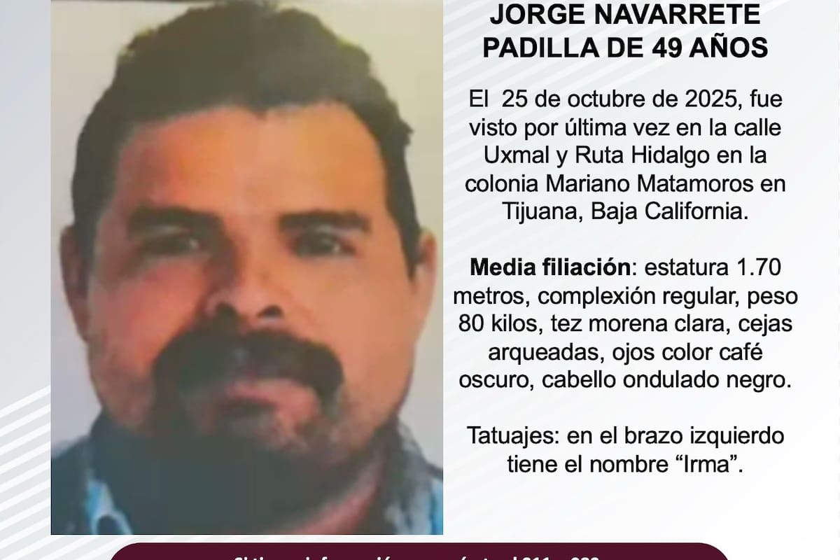 Se busca a Jorge Navarrete Padilla de 49 años