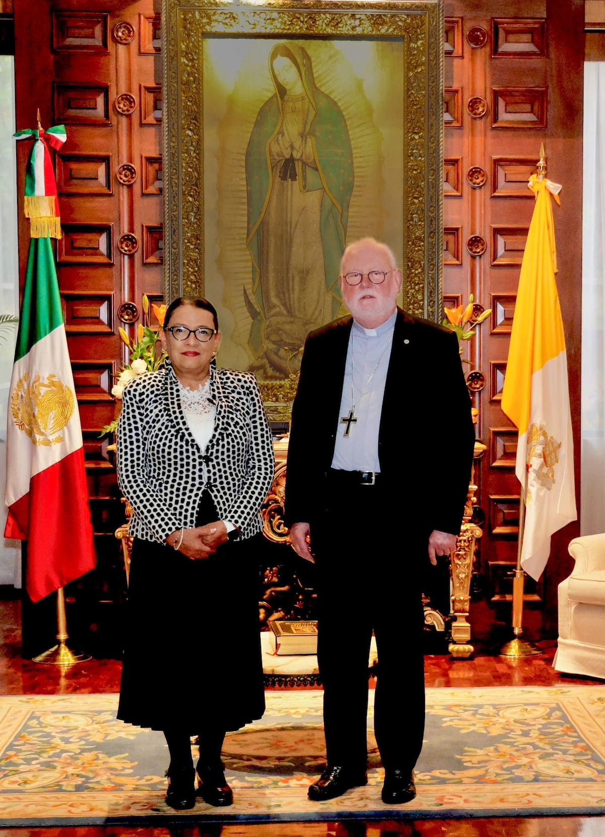La titular de Segob, Rosa Icela Rodríguez, sostuvo una reunión con el Monseñor Paul Richard Gallagher, secretario para las Relaciones con los Estados y las Organizaciones Internacionales del Vaticano, el pasado 24 de julio del 2025. | Crédito: X @rosaicela_