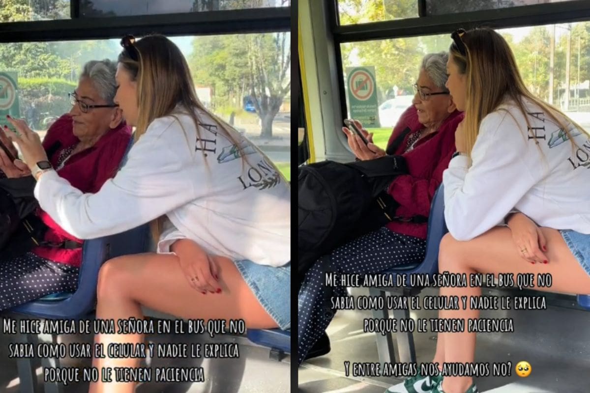 Se hace amiga de una señora en el bus que no sabía cómo usar el celular