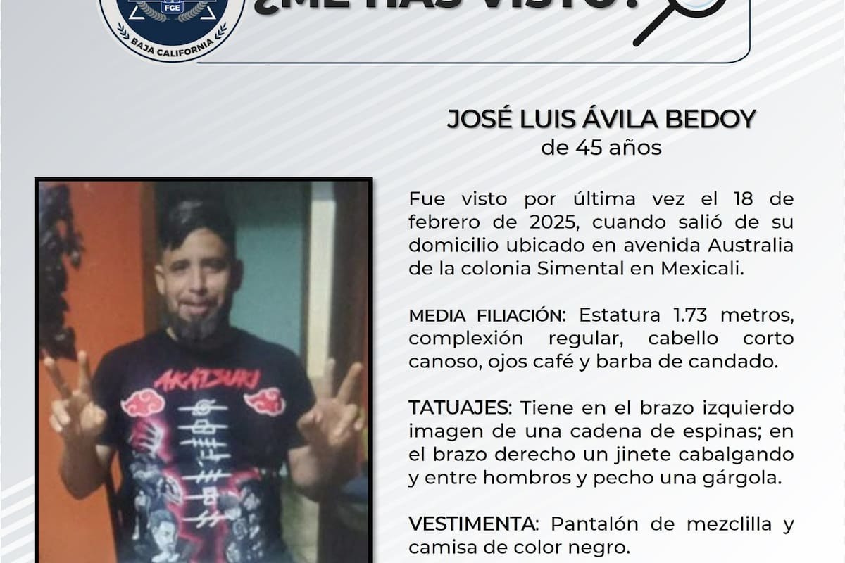 Familiares buscan a José Luis Ávila Bedoy