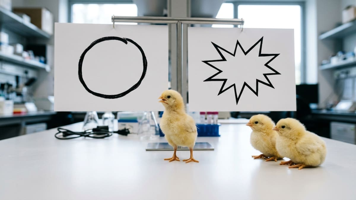 Una capacidad atribuida al lenguaje humano apareció en pollitos recién nacidos cuando investigadores de la Universidad de Padua confirmaron que asociaron sonidos y formas sin aprendizaje previo, replicando el efecto Bouba-Kiki bajo condiciones experimentales controladas