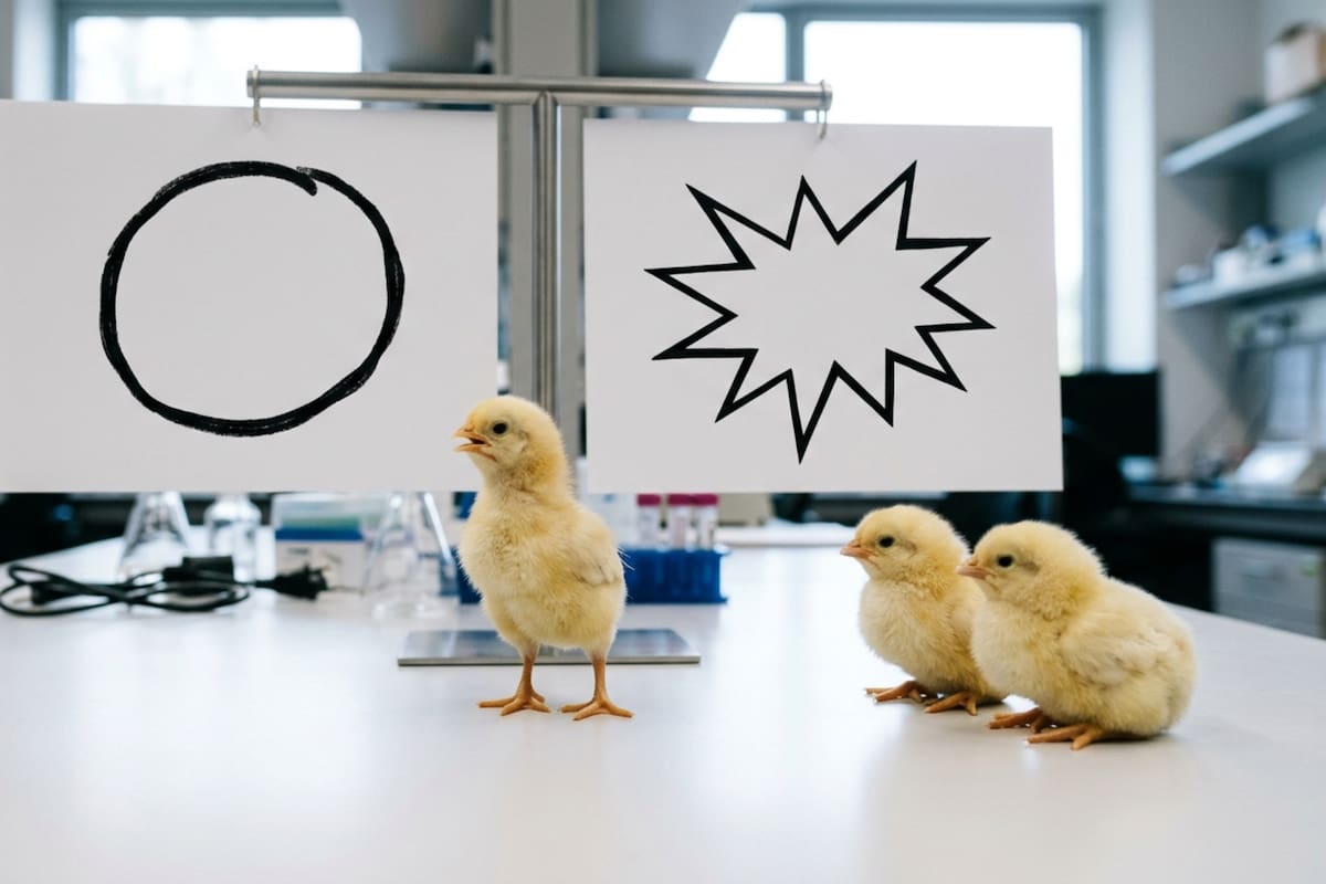 Una capacidad atribuida al lenguaje humano apareció en pollitos recién nacidos cuando investigadores de la Universidad de Padua confirmaron que asociaron sonidos y formas sin aprendizaje previo, replicando el efecto Bouba-Kiki bajo condiciones experimentales controladas