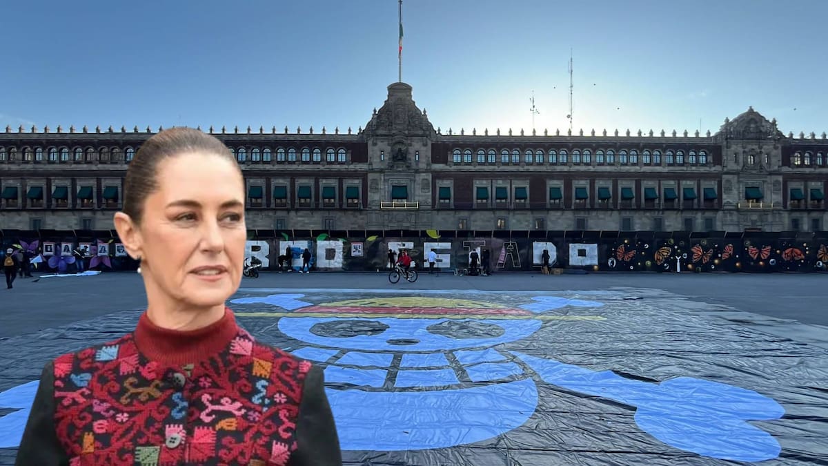 Colocan enorme Jolly Roger, Bandera de One Piece, frente a vallas que rodean Palacio Nacional y mensajes para el gobierno de Claudia Sheinbaum; alistan marcha de este 15 de noviembre