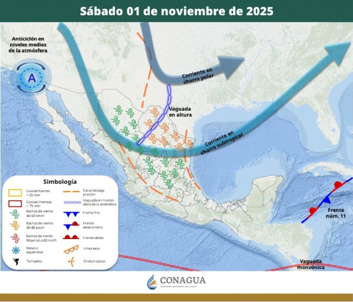 Sábado 1 de noviembre. Foto: Conagua