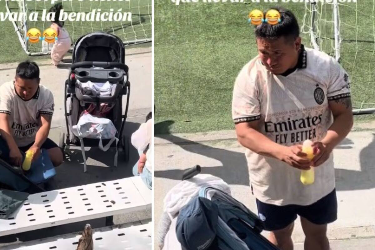 TikTok viral: Papá lleva a su hija a su partido de futbol y detiene el partido para prepararle el biberón