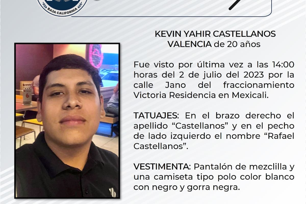 Se solicita ayuda para localizar a Kevin Yahir Castellanos Valencia