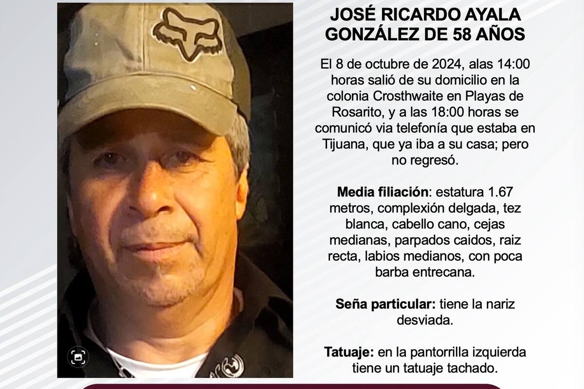 Se busca a José Ricardo Ayala González de 58 años de edad