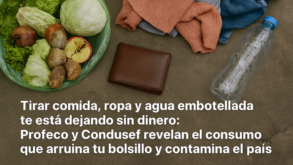 Tirar comida, ropa y agua embotellada te está dejando sin dinero: Profeco y Condusef revelan el consumo que arruina tu bolsillo y contamina el país