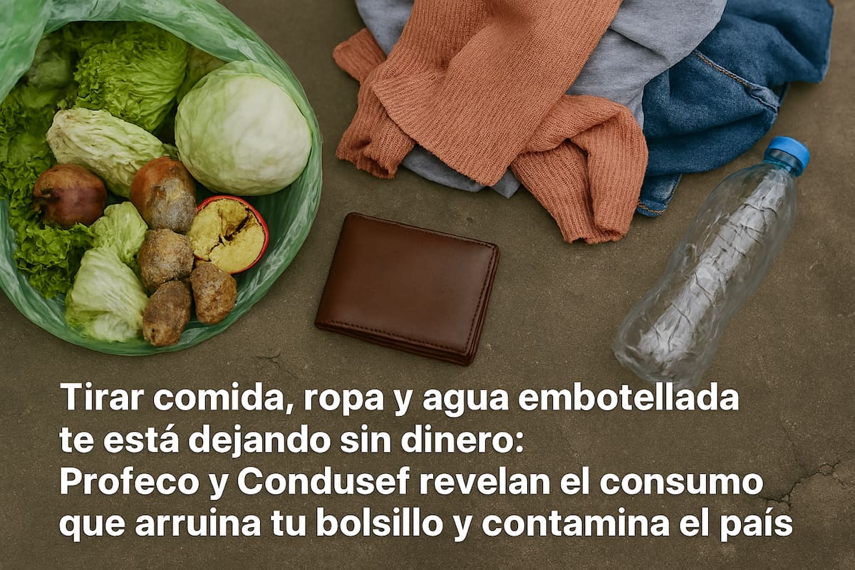 Tirar comida, ropa y agua embotellada te está dejando sin dinero: Profeco y Condusef revelan el consumo que arruina tu bolsillo y contamina el país