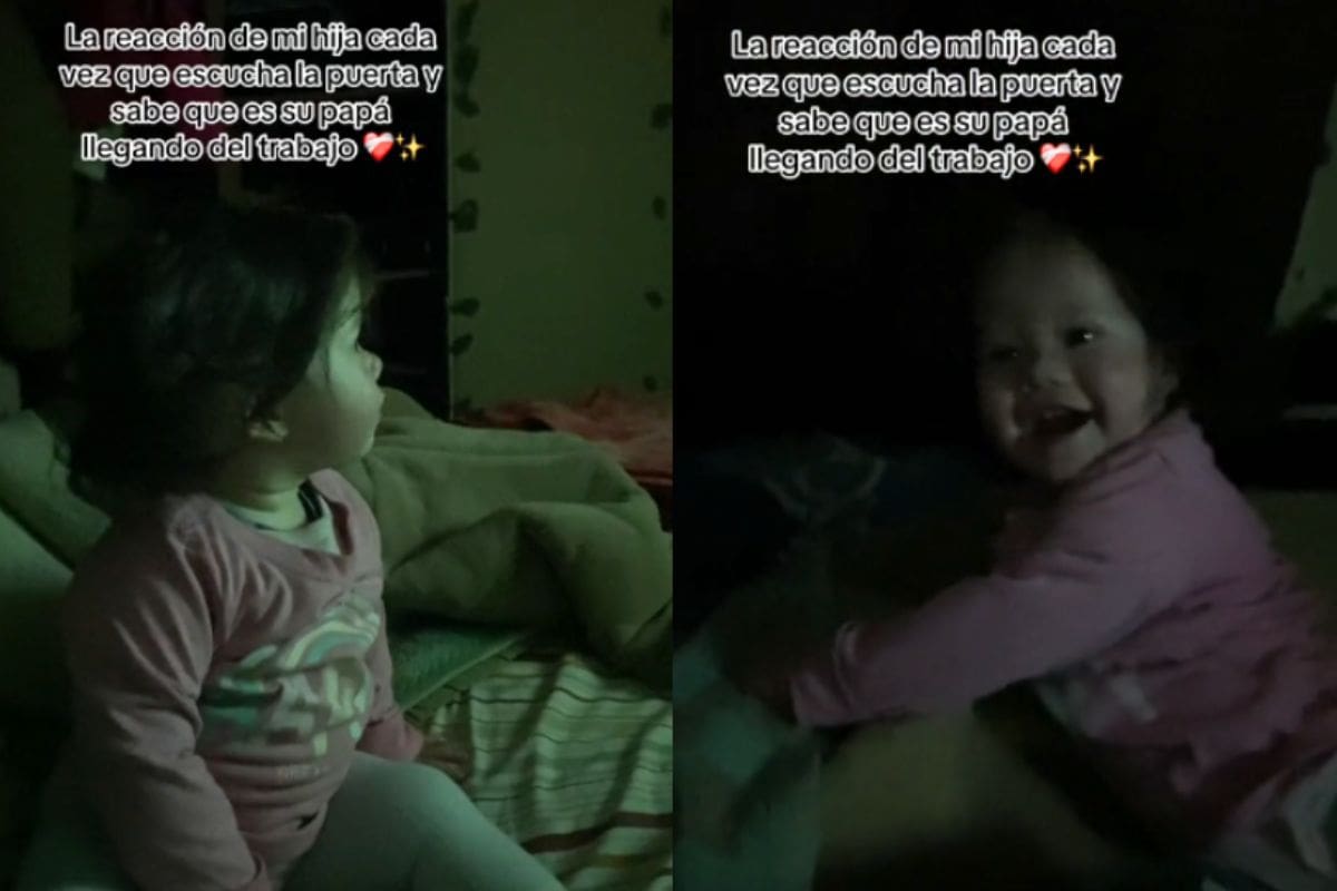 Así reacciona esta niña al ver que su papá llega del trabajo: ¡no puede esconder su felicidad!